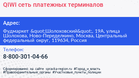 QIWI сеть платежных терминалов - визитка