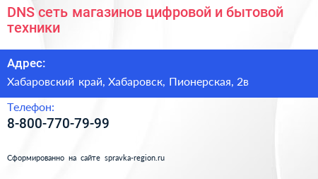 DNS сеть магазинов цифровой и бытовой техники - визитка
