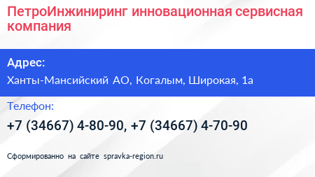ПетроИнжиниринг инновационная сервисная компания - визитка