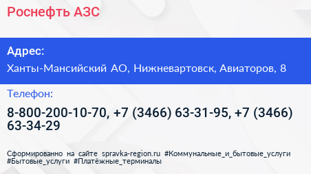 Роснефть АЗС - визитка