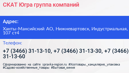 СКАТ Югра группа компаний - визитка