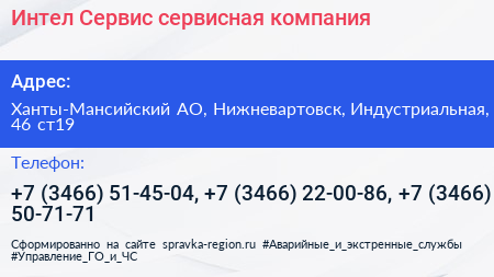 Интел Сервис сервисная компания - визитка