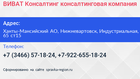 ВИВАТ Консалтинг консалтинговая компания - визитка