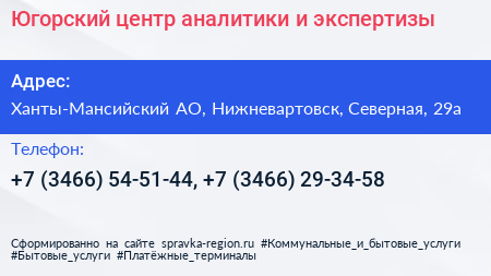 Югорский центр аналитики и экспертизы - визитка