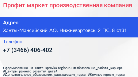 Профит маркет производственная компания - визитка