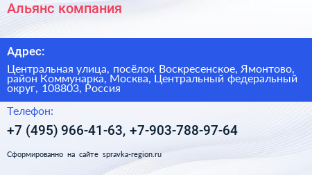 Альянс компания - визитка