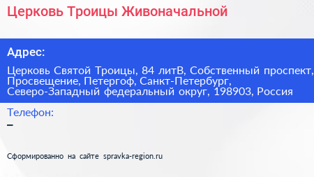 Церковь Троицы Живоначальной - визитка