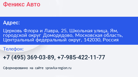 Феникс Авто - визитка