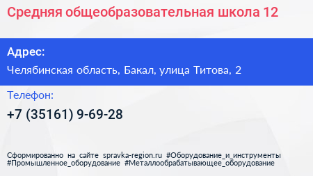 Средняя общеобразовательная школа 12 - визитка