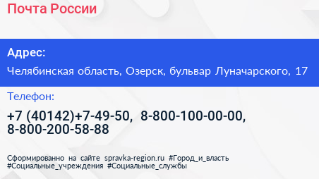 Почта России - визитка