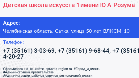 Детская школа искусств 1 имени Ю А Розума - визитка