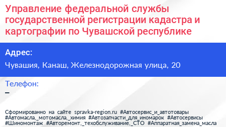 Управление федеральной службы государственной регистрации кадастра и картографии по Чувашской республике - визитка