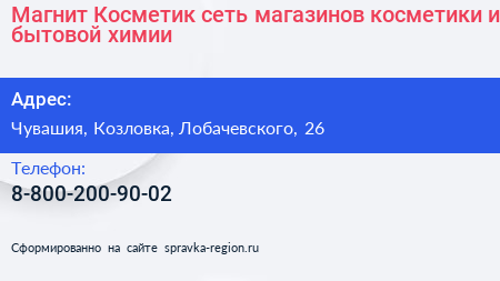 Магнит Косметик сеть магазинов косметики и бытовой химии - визитка