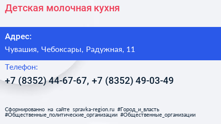 Детская молочная кухня - визитка
