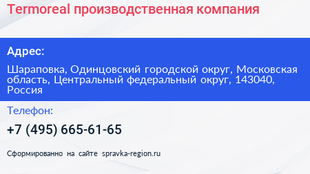 Termoreal производственная компания - визитка