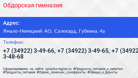 Обдорская гимназия - визитка