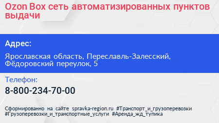 Ozon Box сеть автоматизированных пунктов выдачи - визитка