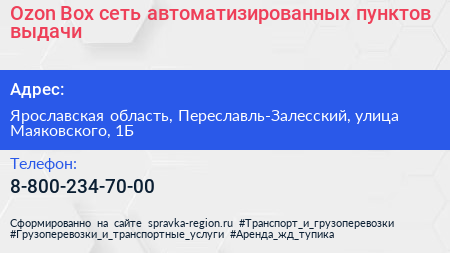 Ozon Box сеть автоматизированных пунктов выдачи - визитка