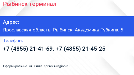 Рыбинск терминал - визитка