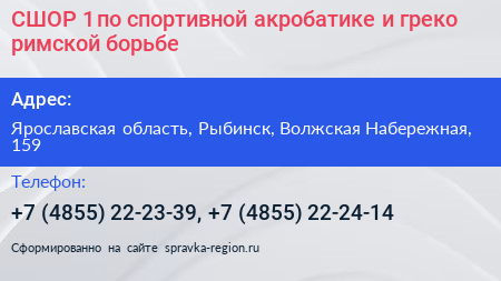 СШОР 1 по спортивной акробатике и греко римской борьбе - визитка