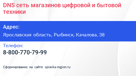 DNS сеть магазинов цифровой и бытовой техники - визитка