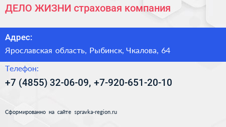 ДЕЛО ЖИЗНИ страховая компания - визитка