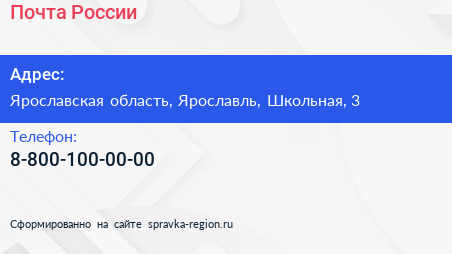 Нажмите, чтобы скачать визитку Почта России - визитка