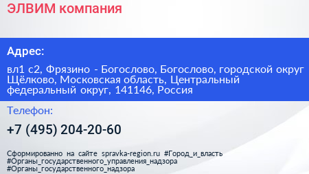 ЭЛВИМ компания - визитка