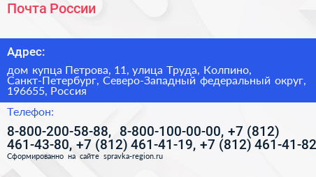 Почта России - визитка