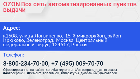 OZON Box сеть автоматизированных пунктов выдачи - визитка