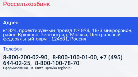 Россельхозбанк - визитка