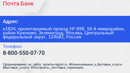 Почта Банк - визитка