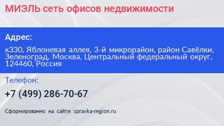 МИЭЛЬ сеть офисов недвижимости - визитка