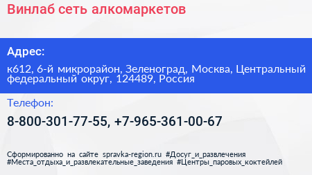 Винлаб сеть алкомаркетов - визитка