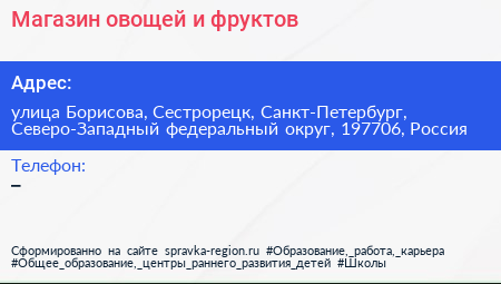 Магазин овощей и фруктов - визитка
