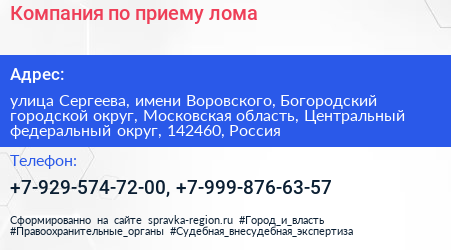 Компания по приему лома - визитка