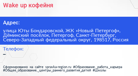 Wake up кофейня - визитка