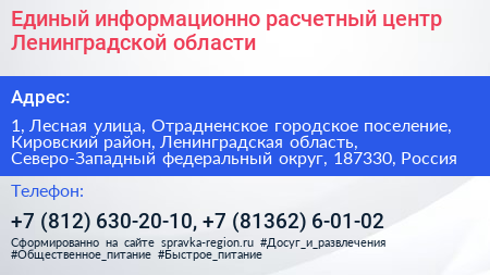 Единый информационно расчетный центр Ленинградской области - визитка