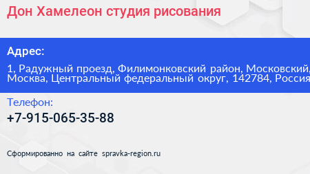 Дон Хамелеон студия рисования - визитка