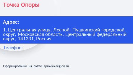 Точка Опоры - визитка