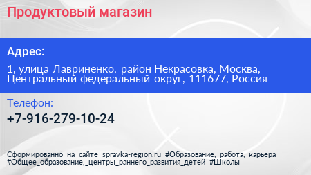 Продуктовый магазин - визитка