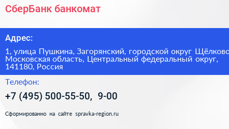 СберБанк банкомат - визитка