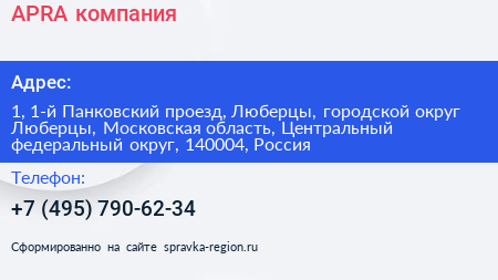 APRA компания - визитка