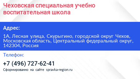 Чеховская специальная учебно воспитательная школа - визитка