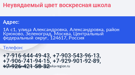 Неувядаемый цвет воскресная школа - визитка