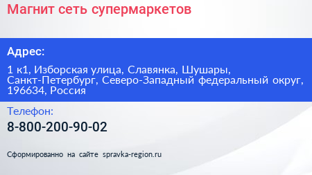 Магнит сеть супермаркетов - визитка