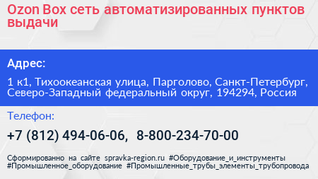 Ozon Box сеть автоматизированных пунктов выдачи - визитка