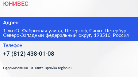 ЮНИВЕС - визитка