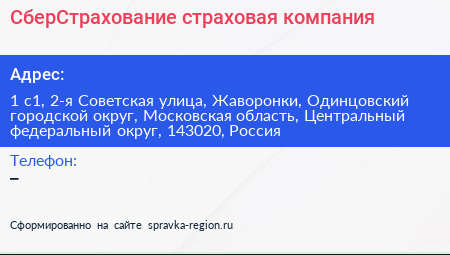 СберСтрахование страховая компания - визитка