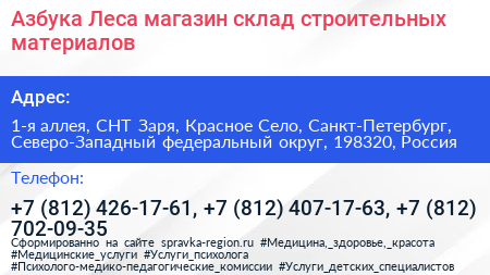Азбука Леса магазин склад строительных материалов - визитка
